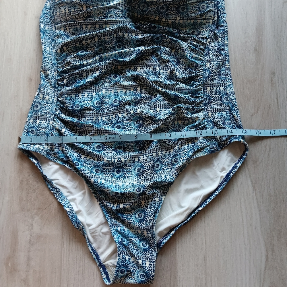 Niptuck One Piece Joanne Swimsuit Multi Fit Cups Side Panel Blue White Size 10 - Picture 6 of 11